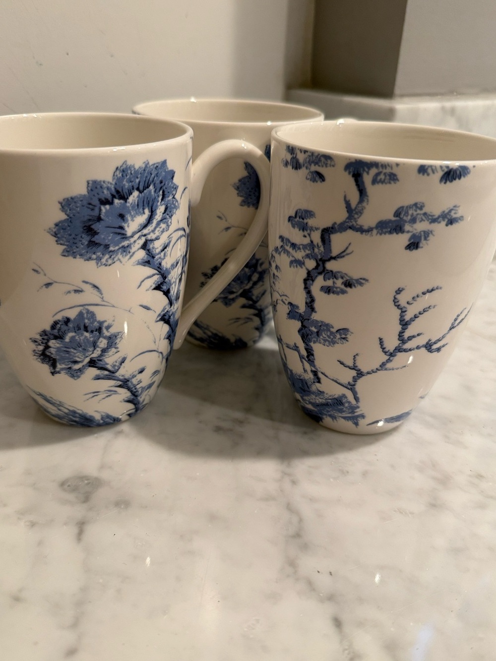 SCALAMANDRE by LENOX Toile Tale Blue 3 Mugs in Chinoiserie Pattern:  L TOTAM